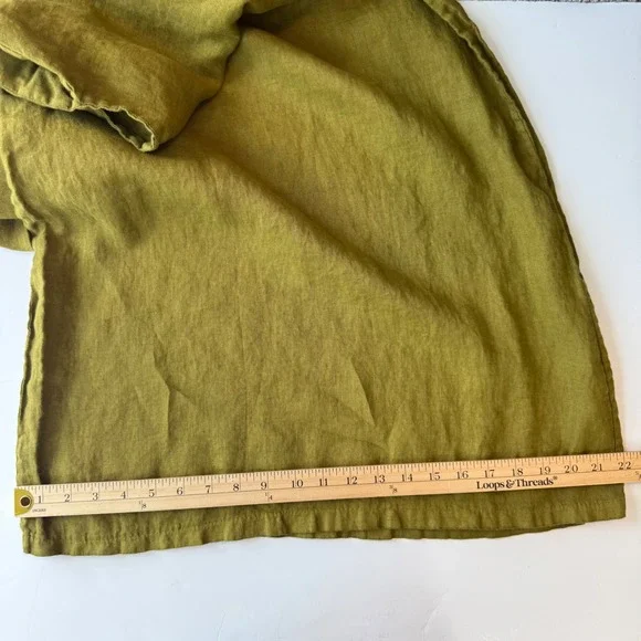 Puro Lino Italian Linen Wide Leg Jumpsuit Olive Green M Relaxed Lagenlook - Picture 14 of 15